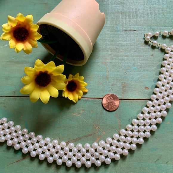 Mid-Century Hong Kong - Faux Pearl Choker & Shoe Clips - Vintage Bride - Picture 2 of 10